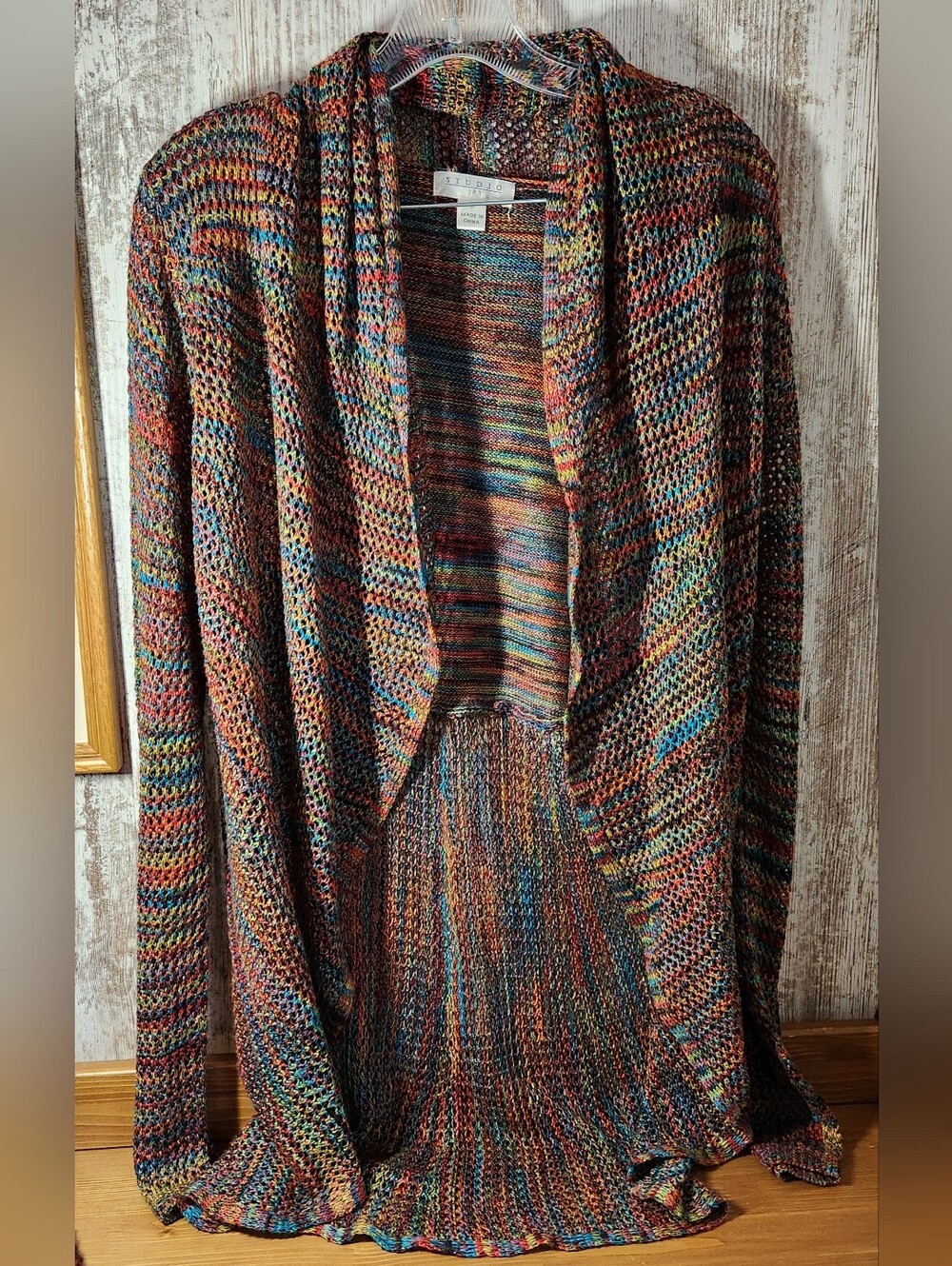 Multicolor Rainbow Open-Front Knit Cardigan Sweater - Studio JPR Like New Soft